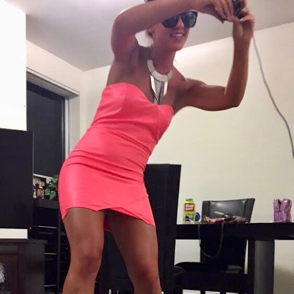 Hot pink Bebe Mini Dress - leather material - Picture 1 of 1